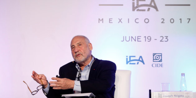 Nobel Prize-winning economist Joseph Stiglitz speaks during the World Congress of IEA in Mexico City