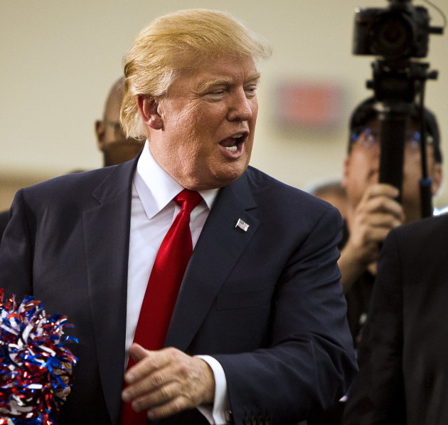 Republican presidential candidate Trump greets supporters during his